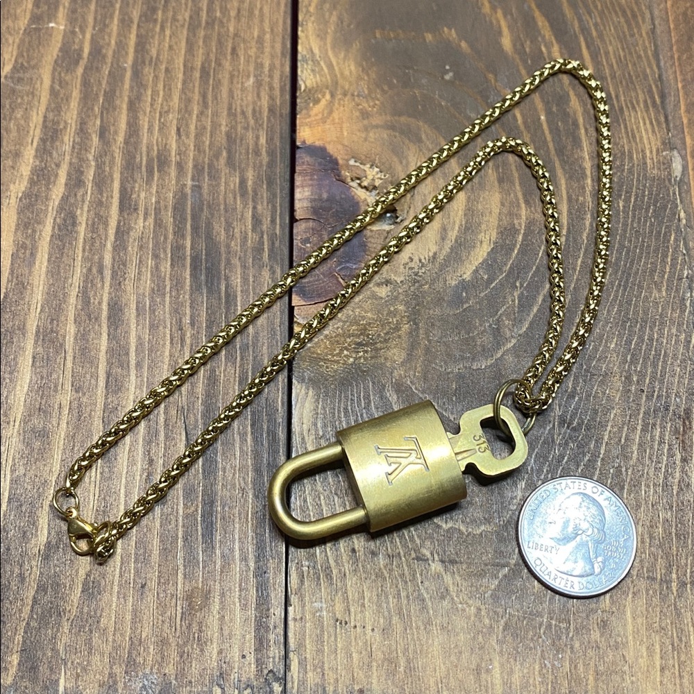 Louis Vuitton #313 Authentic Gold Padlock Pendant Necklace - Picture 9 of 11